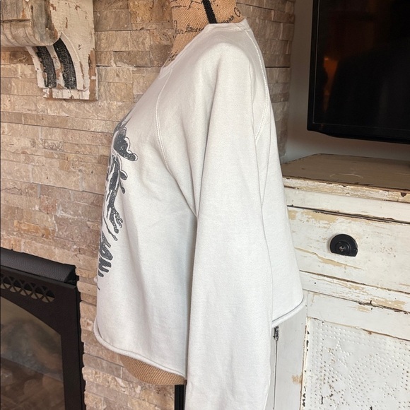 Zutter white cropped horse rearing graphic sweatshirt saguaro long sleeve - Picture 7 of 16